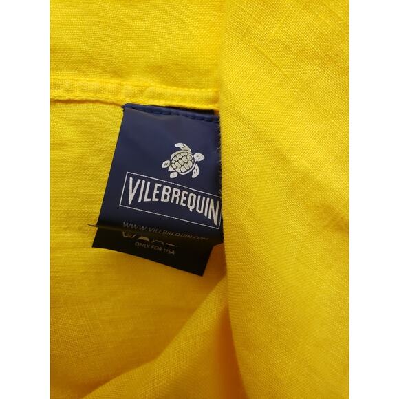 Vilebrequin Shirt Mens Size XXXL Linen Button Up Long Sleeve Bright Yellow Beach - Picture 7 of 9